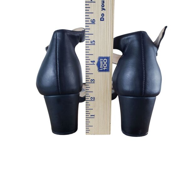 White Mt Emerie Heels Womens 8 Black Faux Leather Strappy Open Toe Sandals Shoes - Picture 5 of 10